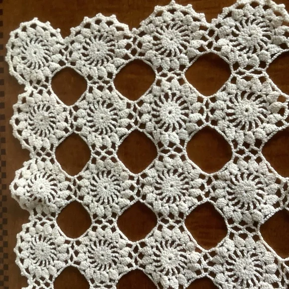 Handmade Crocheted 14” Square Doily - Picture 6 of 10